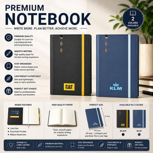 Carnet A5 Premium à Couverture Rigide avec Reliure Cousue, Design Portable, Porte-Stylo et Emplacements pour Cartes - Journal de Planification pour Usage Scolaire - Product Image 2