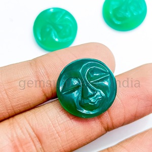 Onyx Vert Naturel Sculpté en Forme de Lune Pleine 20mm, Pierre Gemme Lisse, Prix de Gros, Pierre de Guérison en Vrac pour la Fabrication de Bijoux - Product Image 3