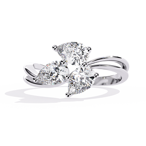 Anillo de Compromiso Clásico con Tres Diamantes Cultivados en Laboratorio, Corte Pera, Oro Sólido de 14K, para Aniversario o Boda - Product Image 5