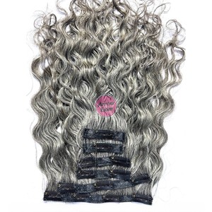 Extensiones de Cabello Humano Rizado Remy Natural Gris del Sur de la India Arrow Exim con Clip y Doble Trama a Máquina para Peinado - Product Image 3