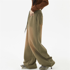 Pantalon et survêtement amples surdimensionnés en tissu épais délavé à l'acide, avec logo personnalisé, coupe large unie pour homme - Product Image 6