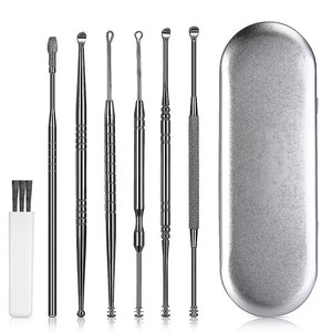 Customized Logo Print Ear Wax <b>Removal</b> Set Ear Cleaning Tools Best Quality 7 Pcs Set With Steel <b>Box</b> - Product Image 1