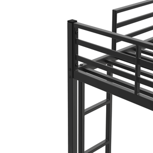 Twin Metal Bunk <b>Bed</b> with <b>Low</b> Ladder Sturdy Steel Construction Safe Design Easy Assembly Black <b>Bed</b> <b>Frame</b> - Product Image 3