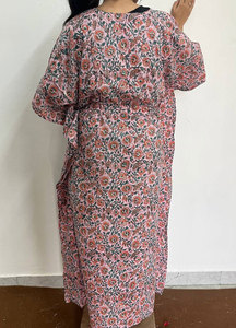 Vestido Kaftán Estampado de Algodón Transpirable para Mujer, Perfecto para Uso Diario y Vacaciones - Product Image 5