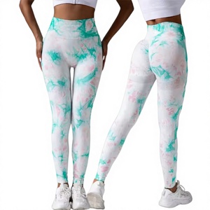Leggings de Yoga y Gimnasio de Alta Compresión Sin Costuras con Efecto Tie-Dye, Cintura Elástica y Control de Abdomen, con Efecto Scrunch Butt - Product Image 1