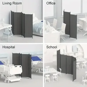 Muro divisorio portatile pieghevole a 4 pannelli da 88 pollici con schermo indipendente per la Privacy per la decorazione del dormitorio della camera da letto dell'home Office in grigio - Product Image 3
