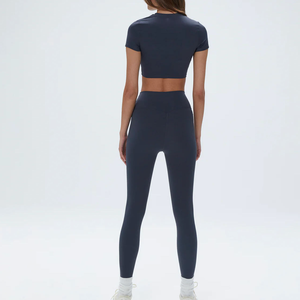 Conjunto Deportivo de Yoga para Mujer, Tela de Nailon Elástica, Suave y Transpirable, Cintura Alta, Conjunto de Yoga sin Costuras de Primera Calidad - Product Image 3