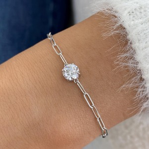 สร้อยข้อมือเพชรทรงกลมสร้างในห้องปฏิบัติการ ทองคำแท้ 14K สีเหลือง 1.00 กะรัต สร้อยข้อมือเพชรเรียบหรู ดีไซน์สวยงาม ไอเดียของขวัญวันครบรอบ - Product Image 3