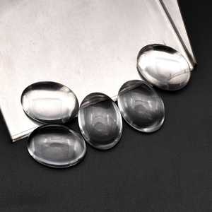 Lot en gros de cabochons ovales en quartz naturel transparent de 5x7 mm, à dos plat, calibrés, pierres précieuses en vrac pour la fabrication de bijoux - Product Image 3