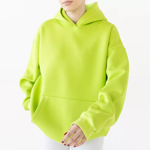 เสื้อฮู้ดดี้โอเวอร์ไซส์สำหรับผู้หญิง สีพื้น ไหล่ตก แขนยาว ผ้าถักนิตติ้ง ผ้าฝ้ายฟลีซ กันยับ มีกระเป๋า ระบายอากาศได้ดี สไตล์ฤดูหนาว - Product Image 5