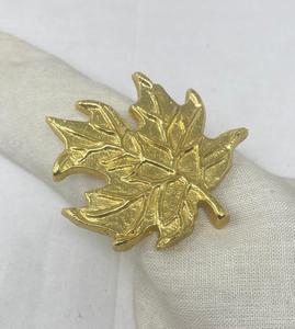 Tree Leaf Style Luxury Gold Aluminum Semi-<b>Circle</b> Napkin <b>Rings</b> 4.5cm Width Set Stocked Wholesale Wedding Decorative Metal Table - Product Image 4