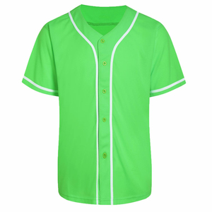 <b>Green</b> Unisex Baseball Jersey Short Sleeve Button Front Moisture Wicking Adult Sports Apparel Regular Fit Solid Color - Product Image 1