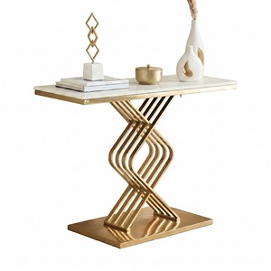 Luxury Gold Metal Frame Diamond Geometric Side <b>Table</b> Faux Marble End <b>Table</b> Creative Living Room <b>Sofa</b> Corner Tea Desk - Product Image 2