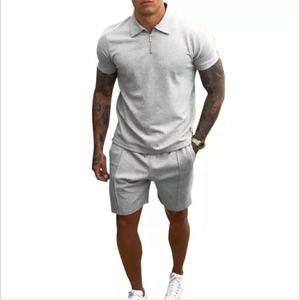 2022 Custom Logo Summer 2 Pieces Polo Suits T Shirt <b>Short</b> Men <b>Short</b> Jogger Set <b>Zipper</b> Men <b>Shorts</b> Set - Product Image 2