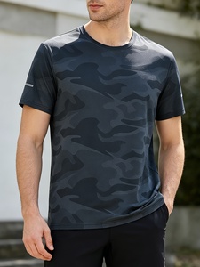 T-shirt en polyester pour homme, décontracté, col rond, manches courtes, léger, respirant, tissu doux, coupe régulière, moderne - Product Image 3