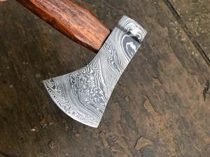 Industrial Grade Damascus Steel <b>Axe</b> High Quality Top <b>Axe</b> Head with Wood <b>Handle</b> and Leather Sheath for Camping - Product Image 3