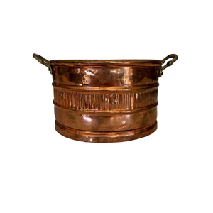 Antique Copper Hammered Planter With Circular Pattern Rustic Vintage Style For Garden Flower Green <b>Plant</b> Decoration - Product Image 1