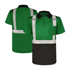 Polo à manches courtes en coton vert néon, coupe-vent, de sécurité, confortable, avec bandes réfléchissantes, haute visibilité, vêtements de travail - Product Image 5