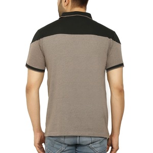 Camiseta de Hombre con Cuello Alto y Bloques de Color, Tejida en 100% Algodón Transpirable, Manga Corta, Corte Regular, Diseño Casual Holgado - Product Image 2
