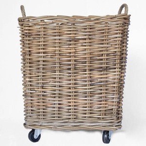 Rattan <b>basket</b> with wheels Handmade Storage <b>Basket</b> Wholesale eco-friendly Made in Viet Nam - Product Image 1