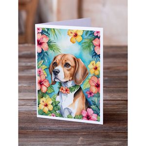 Whimsical Beagle Luau A7 Tamaño 5x7 Tarjetas de notas en blanco Paquete de 8 con sobres para saludos - Product Image 2
