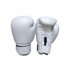 Gants de boxe en cuir PU blanc avec logo personnalisé, lacets, design à doigts entiers et évacuation de l'humidité pour l'entraînement et le sparring - Product Image 2