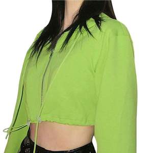 Sudadera con Capucha Corta para Mujer, Manga Larga, Color Sólido, Tejida, Informal, para Otoño, Transpirable - Product Image 6