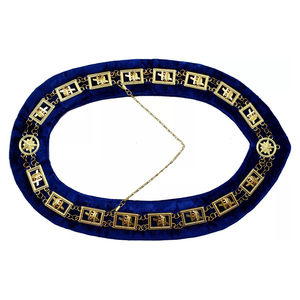 Collar de Cadena Dorada de Metal para Caballeros Templarios, Regalia Masónica, con Forro de Terciopelo Azul, Tela de Alta Calidad, con Cadena Personalizada - Product Image 2