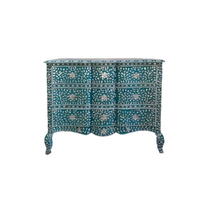 Coffre moderne de qualité supérieure en panneaux de particules, fabriqué à la main avec un design d'incrustation florale, décoration pour salon et maison - Product Image 4
