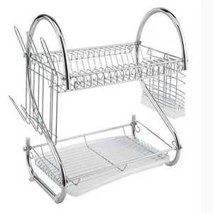 <b>Wall</b> Mounted Stainless Steel Kitchen Spice Rack 2-Tier <b>Hanging</b> <b>Storage</b> Shelf Multipurpose Bathroom Organizer Wire <b>Hanging</b> Basket - Product Image 5