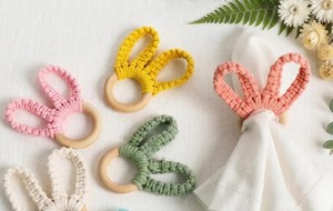 Mothers Day Bunny <b>Napkin</b> Rings Set, Handmade Macrame Bunny Ears <b>Napkin</b> Holder, Spring Table Decor, Boho <b>Easter</b> Table Setting - Product Image 2