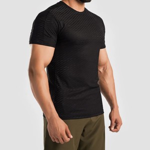 Men's <b>Black</b> Slim Fit Short Sleeve O-Neck Quick Dry Knitted T-<b>Shirt</b> - Product Image 1