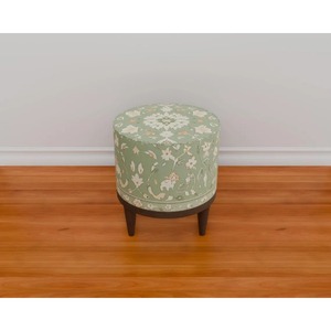 Circular Fabric <b>Pouf</b> With Foliage Pattern Bohemian Style Living Room Ottoman Single-Piece Package - Product Image 3
