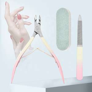 Kit de Manucure Professionnel ANAAIF en Acier Inoxydable avec Coupe-Cuticules à Lame Courbe et Repousse-Cuticules, Lime à Ongles pour Doigts - Product Image 1