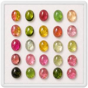 Pierres précieuses naturelles multicolores en tourmaline, taille ovale, polies, 4x5MM, effet de couleur, pour la fabrication de bijoux, pierres TASBIYA, tiers - Product Image 4