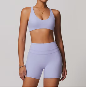 Soutien-gorge de sport sans coutures pour femme, dos nageur, col ras du cou, maintien moyen, pour yoga et fitness, couleur unie, respirant, séchage rapide, anti-transpiration - Product Image 1
