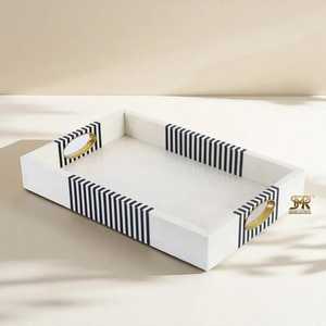 Bandeja de Servir de Resina con Incrustaciones de Hueso, Vajilla Clásica Rectangular, Ecológica, Apta para Lavavajillas, Decoración para Bodas y Hogar - Product Image 4