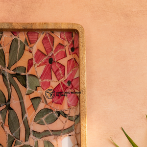 Handcrafted Mango Wood Epoxy Resin Storage Tray Decorative Floral Mosaic Rectangle Platter for <b>Coffee</b> <b>Table</b> & Home Decor - Product Image 4