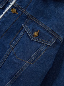 Men Denim Jacket Winter Casual Outwear Front Custom Logo OEM Service Streetwear Oversize Regular Fit Front <b>Button</b> Closure - Product Image 4