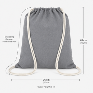 Sac à dos personnalisé en coton recyclé avec cordon de serrage 225 GSM, sac de sport écologique, logo personnalisé, vente en gros, OEM, ODM, fournisseur de marques privées - Product Image 4