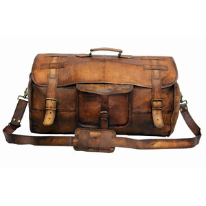 Genuine Leather and <b>Canvas</b> Duffel <b>Bag</b> Premium Travel Weekender Sports Gym Carrying <b>Bag</b> Large Capacity Durable Unisex Travel - Product Image 3