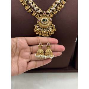 Indian Ethnic Rupa Chorski Premium Gold Plated Bridal Necklace & Earring Set - Product Image 3