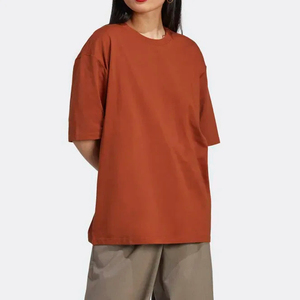 Camiseta de Cuello Redondo Extra Grande para Mujer, Color Sólido, Corte Holgado, 100% Algodón Jersey, Manga Corta, Transpirable, para Todas las Temporadas - Product Image 1
