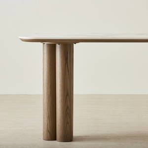 High Quality <b>Console</b> <b>Table</b> With <b>Round</b> Leg Style Covering With Veneer and Using Marble Top For Home Furniture Set - Saila - Product Image 4