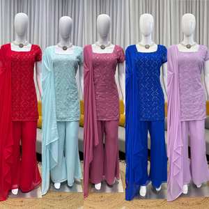 Salwar Étnico Moderno Hecho a Mano para Mujer, con Lentejuelas de Georgette Sintética, Ideal para Fiestas, Bodas, Diwali, Verano e Invierno, Fluido y Sin Arrugas - Product Image 4