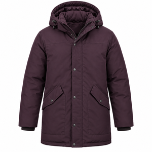 Parka d'hiver pour homme 2026, rembourrée en coton, couleur unie, coupe-vent avec fermeture éclair, décontractée et imperméable, prix abordable - Product Image 4