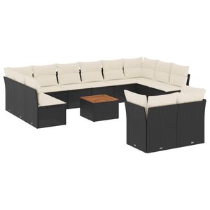 Black And Cream Garden <b>Sofa</b> <b>Set</b> With Cushions Outdoor Furniture UV Resistant PE Rattan Contemporary Design Waterproof - Product Image 2