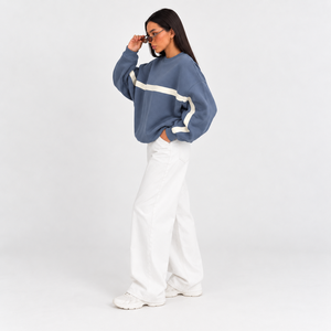 Sweat-shirt oversize tendance pour femme, col rond et épaules tombantes, coupe décontractée, manches longues - Product Image 4