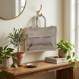 Bolsa de Regalo de Yute con Ventana Transparente, Precio de Fábrica al por Mayor |   Bolsa de Transporte Reutilizable de la Mejor Calidad, Ecológica, para Uso Diario, Premium - Product Image 3