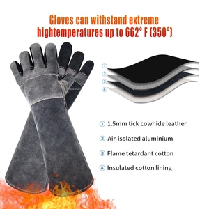 Gants en cuir de vachette renforcé résistant, ignifuges, pour la construction, la lutte contre les incendies, la soudure, gants de sécurité - Product Image 2